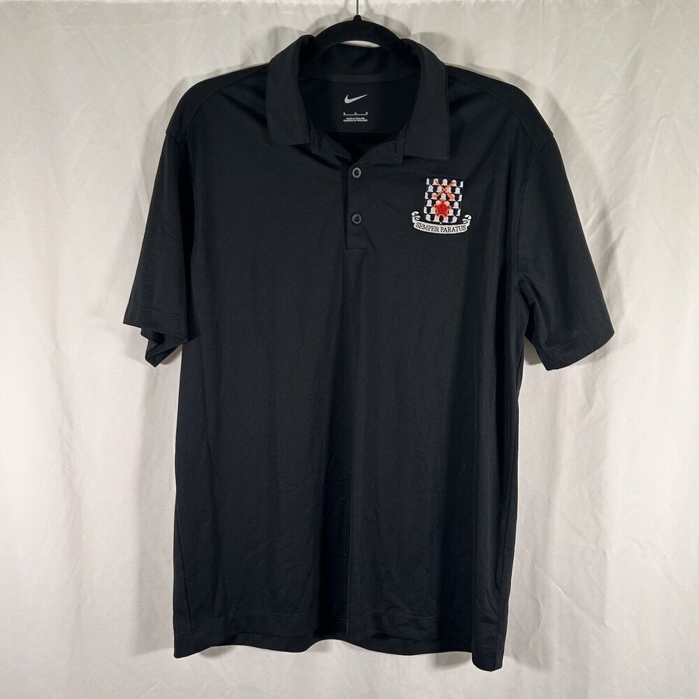 Semper Paratus Nike Polo Men's Medium Black Short Sleeve 1/4 Button Golf Shirt